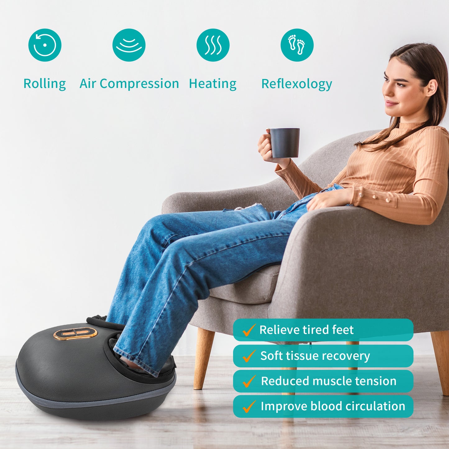 Medcursor Shiatsu Foot Massager Machine (Black)