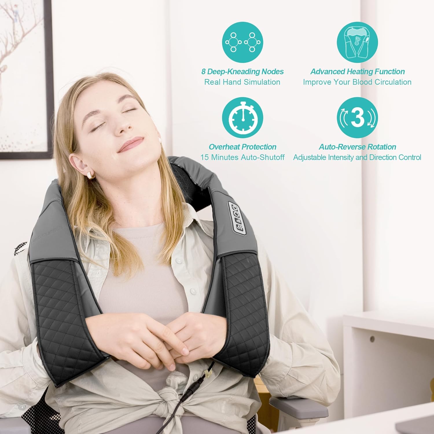 Medcursor Neck and Shoulder Massager with Heat (No Battery)