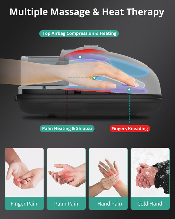 Medcursor Cordless Hand Massager, Hand Massager with Heat, Hand Warmer with Acupressure Beads, 6 Massage Modes, 2 Heat Levels, 3 Timers