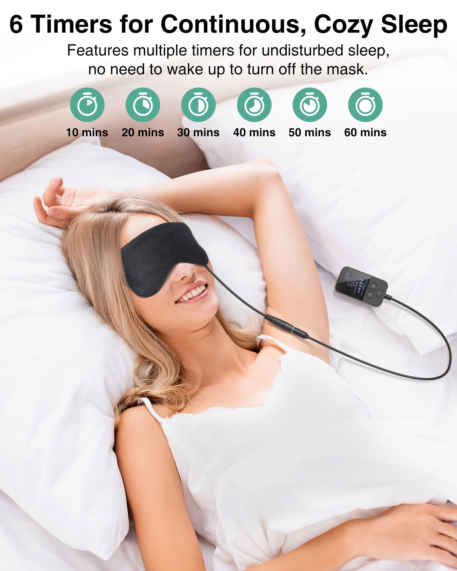 Heated Eye Mask - Medcursor Rechargeable Electric Eye Mask for Dry Eyes, with External Controller, 2500 mAh Large Battery & Washable Cover, Blackout Eye Mask for Sleeping, Skincare, Relax Eye Fatigue