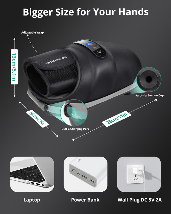 Medcursor Cordless Hand Massager, Hand Massager with Heat, Hand Warmer with Acupressure Beads, 6 Massage Modes, 2 Heat Levels, 3 Timers