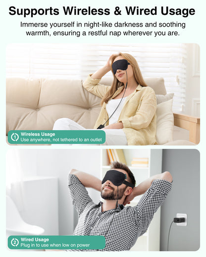 Heated Eye Mask - Medcursor Rechargeable Electric Eye Mask for Dry Eyes, with External Controller, 2500 mAh Large Battery & Washable Cover, Blackout Eye Mask for Sleeping, Skincare, Relax Eye Fatigue