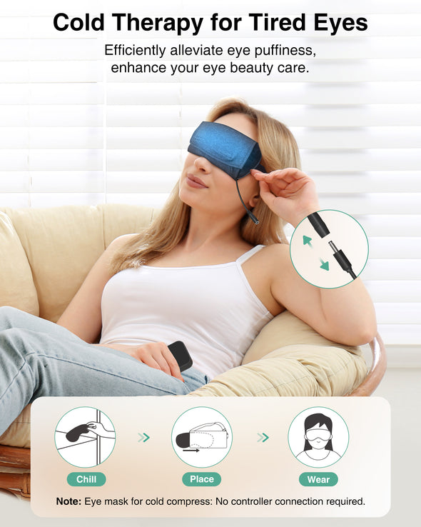 Heated Eye Mask - Medcursor Rechargeable Electric Eye Mask for Dry Eyes, with External Controller, 2500 mAh Large Battery & Washable Cover, Blackout Eye Mask for Sleeping, Skincare, Relax Eye Fatigue