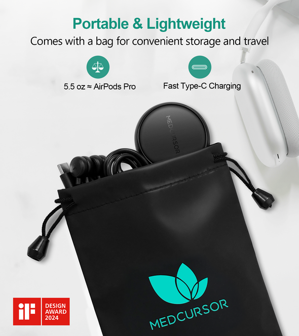 Medcursor Wireless 3-in-1 TENS Unit, Dual-Channel Muscle Stimulator with App Control & Session Memory, EMS Machine with 25 Intensities and 8 Target Areas, Storage Pouch, Designed for Back Pain Relief