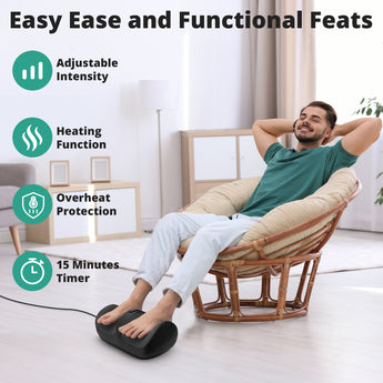 Medcursor Foot Massager with Heat, Feet and Calf Massager Machine with Massage Roller, Adjustable Intensity for Foot Massage, Lightweight and Relax for Home or Office Use (Not Cordless)