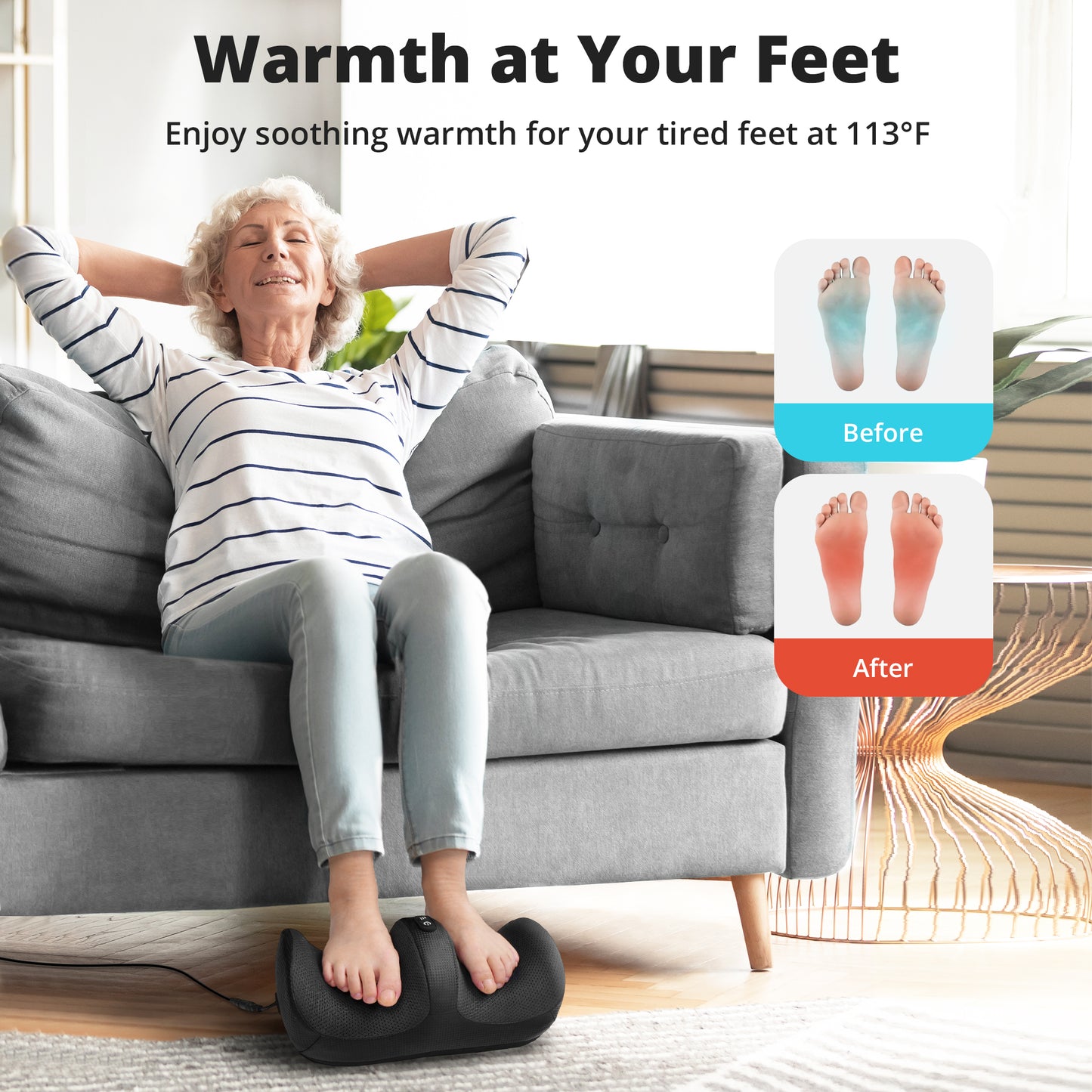 Medcursor Foot Massager with Heat, Feet and Calf Massager Machine with Massage Roller, Adjustable Intensity for Foot Massage, Lightweight and Relax for Home or Office Use (Not Cordless)