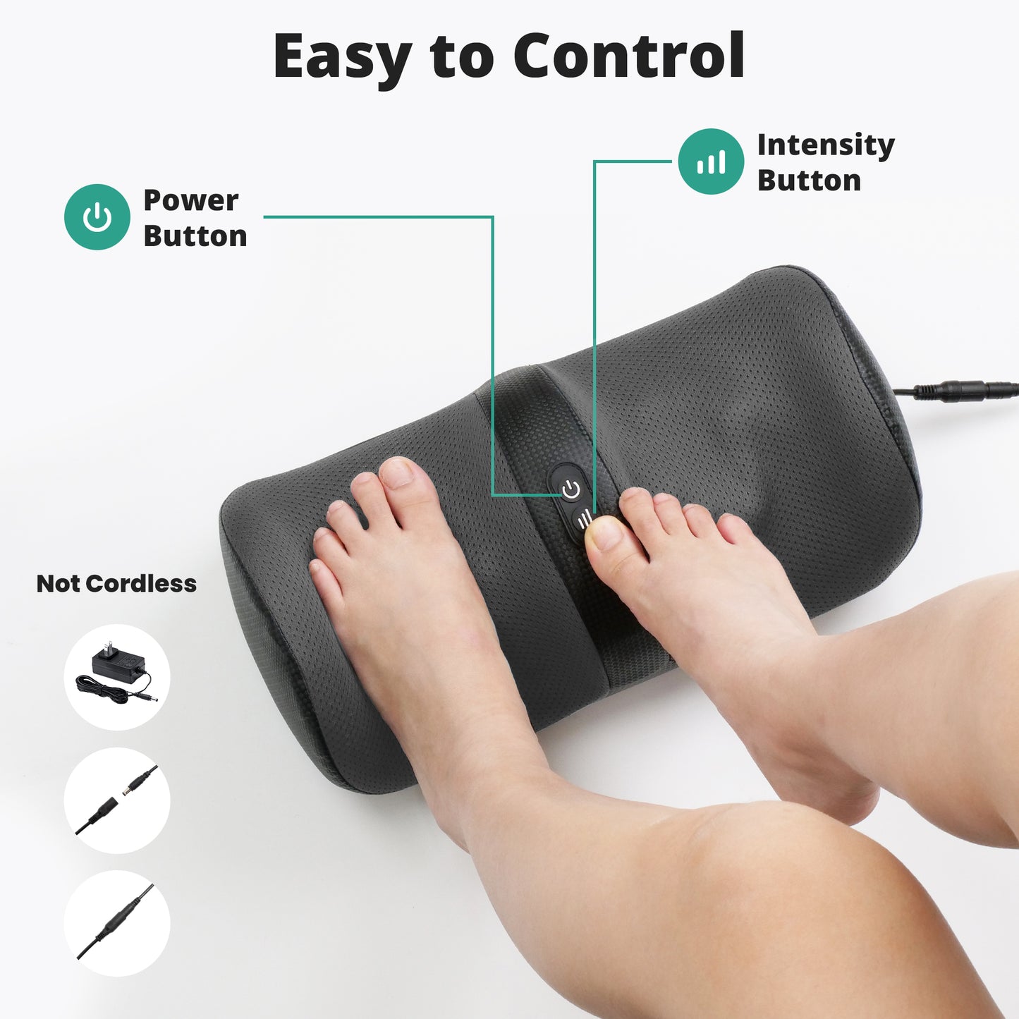 Medcursor Foot Massager with Heat, Feet and Calf Massager Machine with Massage Roller, Adjustable Intensity for Foot Massage, Lightweight and Relax for Home or Office Use (Not Cordless)