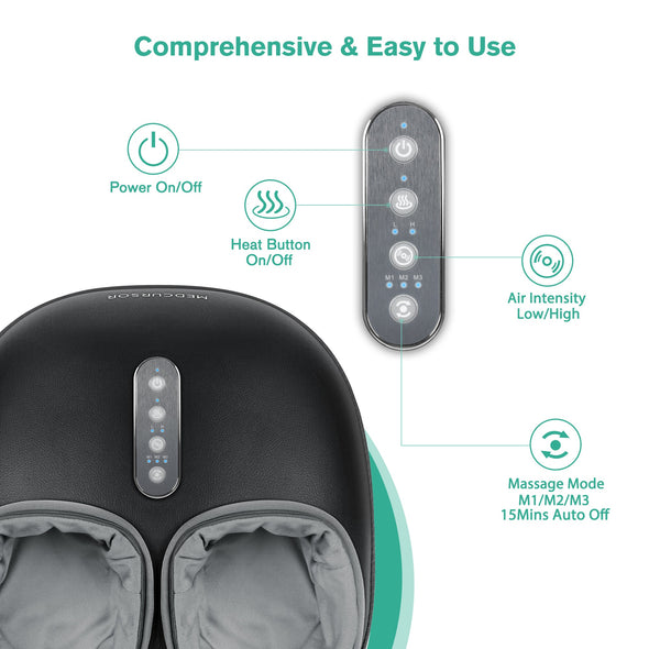 Medcursor Foot Massager Machine with Heat, Deep Kneading Massager (Certified Refurbished)