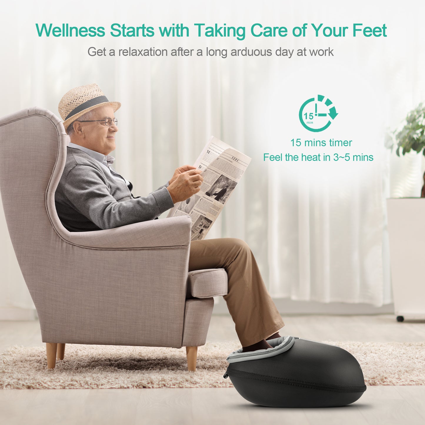 Medcursor Foot Massager Machine with Heat, Deep Kneading Massager