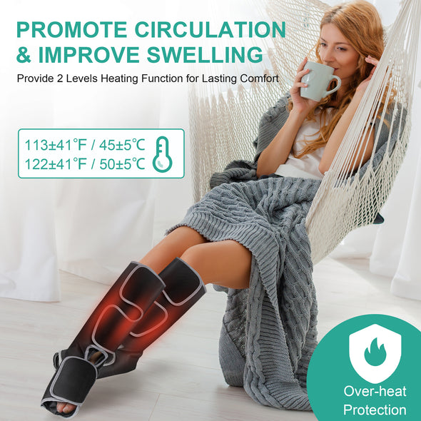 Medcursor Air Compression Leg Massager with Heat for Circulation