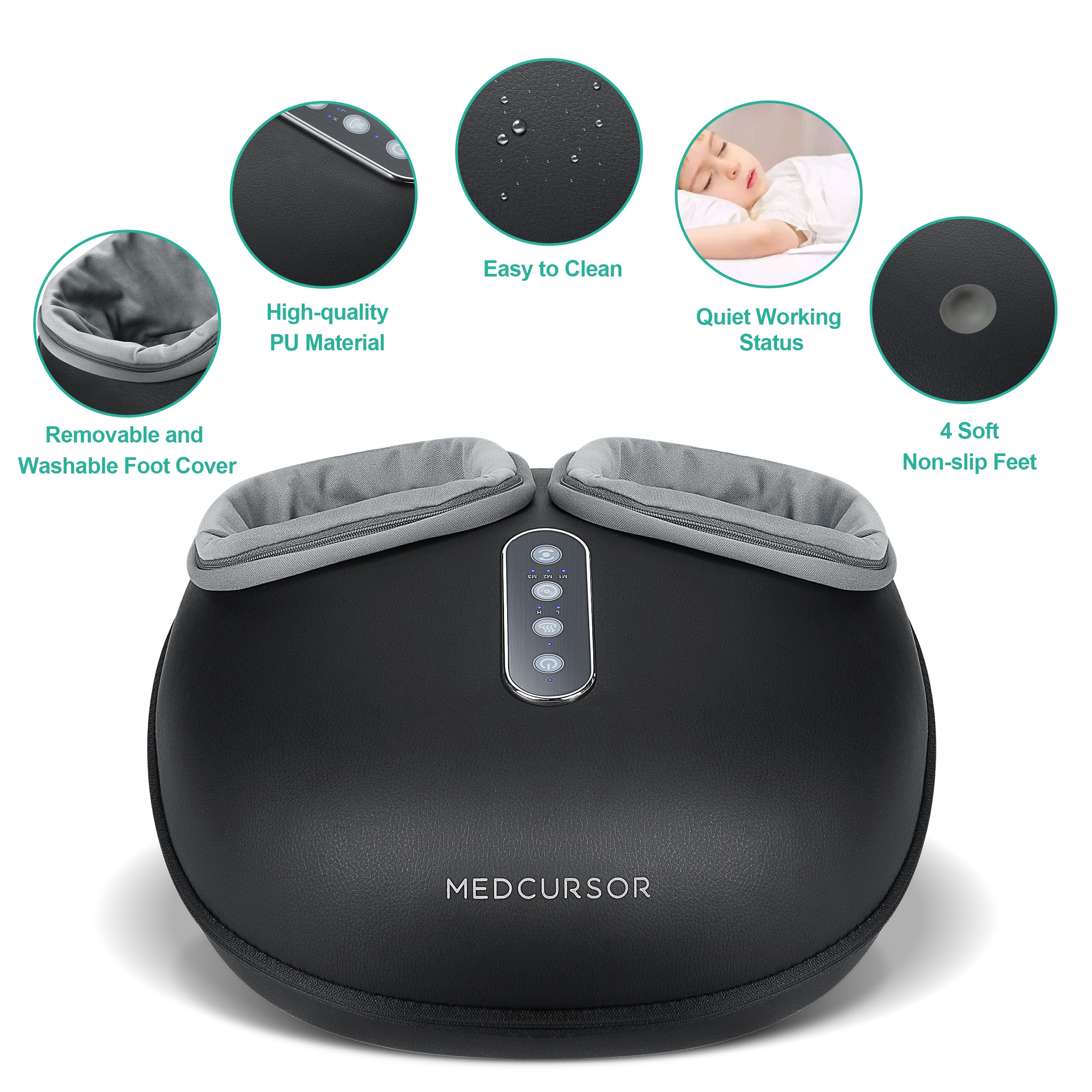 Medcursor Foot Massager Machine with Heat, Deep Kneading Massager