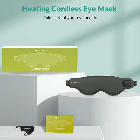 Medcursor Heated Eye Mask, Cordless Electric Eye Mask with Temperature and Vibration Adjustment