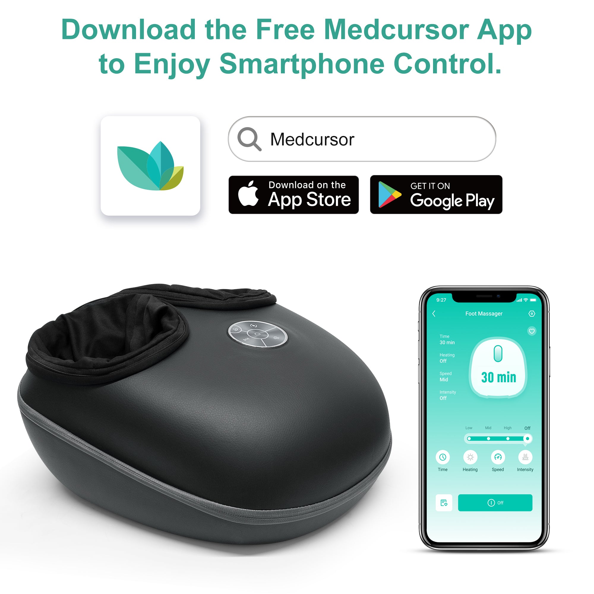 Medcursor SmartFoot Massager Machine with Heat, Deep Kneading Massager