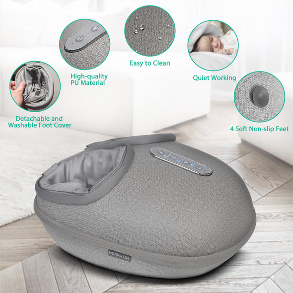 Medcursor Foot Massager Machine with Heat, Deep Kneading Massager (Gray)