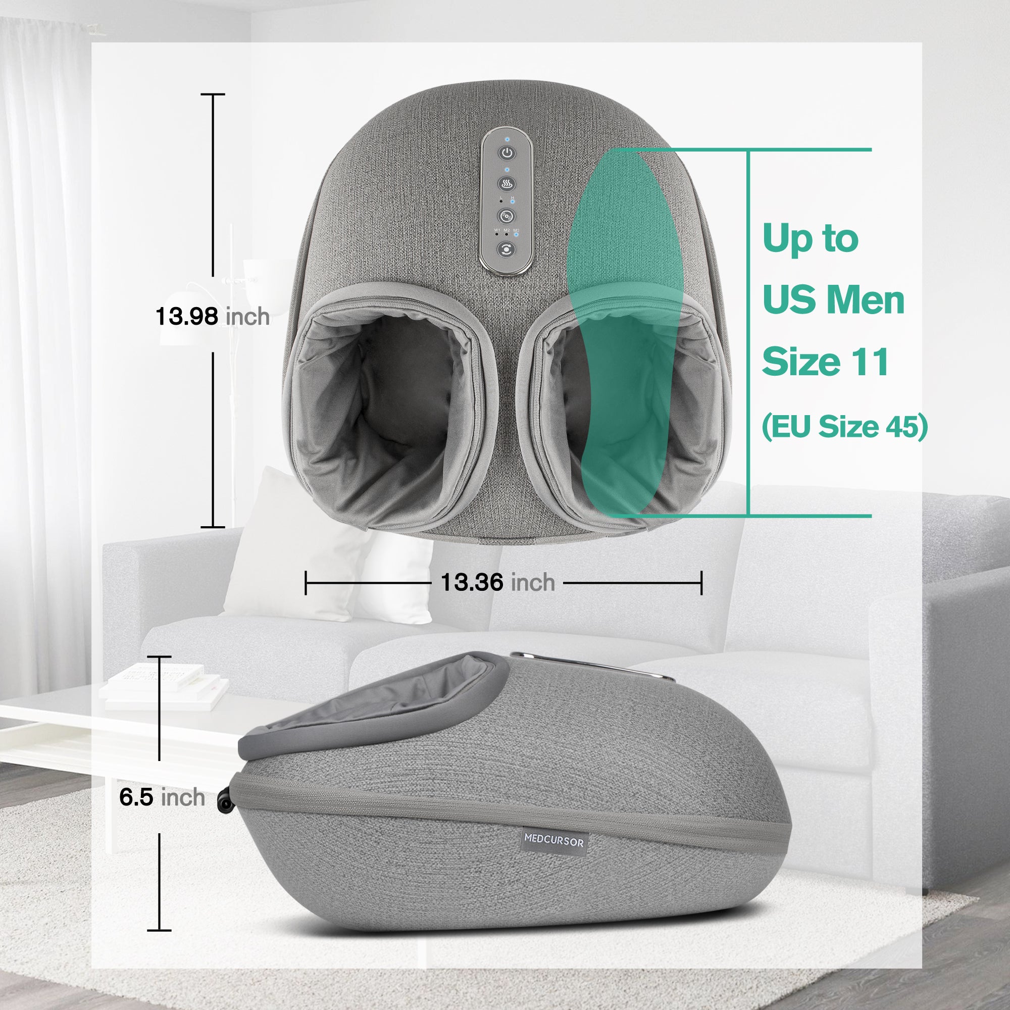 Medcursor Foot Massager Machine with Heat, Deep Kneading Massager (Gray)